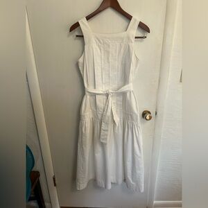 Vintage 80s Laura Ashley Dress White Womens 8 (S) Sleeveless Drop Waist Cottage